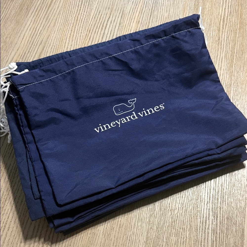 Vineyard Vines Navy Canvas Drawstring Pouch with White Logo - 28 bags